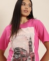 Shop Women's Pink Graphic Printed Relaxed Fit T-shirt-Front