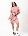 Shop Women's Mellow Rose Pink Stitch Graphic Printed T-Shirt Dress-Full