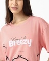 Shop Women's Mellow Rose Pink Stitch Graphic Printed T-Shirt Dress