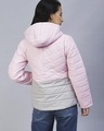 Shop Women's Pink & Grey Color Block Hooded Puffer Jacket-Full
