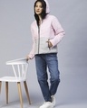 Shop Women's Pink & Grey Color Block Hooded Puffer Jacket