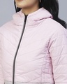 Shop Women's Pink & Grey Color Block Hooded Puffer Jacket