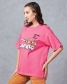 Shop Women's Pink Happy Face Graphic Printed Oversized T-shirt-Full