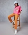 Shop Women's Pink Happy Face Graphic Printed Oversized T-shirt