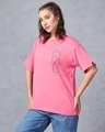 Shop Women's Pink Hinata Graphic Printed Oversized T-shirt-Full
