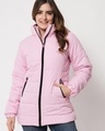 Shop Women's Pink Hooded Puffer Jacket-Front