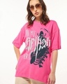 Shop Women's Pink In my selfish era Graphic Printed Oversized T-shirt-Front