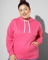 Shop Women's Pink Intense Feelings Printed Plus Size Hooded Sweatshirt-Design