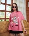 Shop Women's Pink Juggling Life Graphic Printed Oversized T-shirt-Front