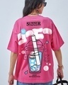 Shop Women's Pink Just Summer Things Graphic Printed Oversized T-shirt-Front