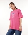 Shop Women's Pink Keep Your Attitude Graphic Printed Oversized T-shirt-Full