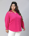 Shop Women's Plum Pink Lace Detailed Plus Size Shirt-Design