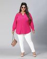 Shop Women's Plum Pink Lace Detailed Plus Size Shirt