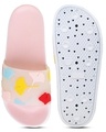 Shop Women's Pink Leaves Printed Sliders-Full