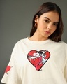 Shop Women's Gardenia Lizard Heart Graphic Printed Oversized T-shirt