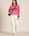 Shop Women's Pink Los Angeles Typography Oversized Sweatshirt-Design