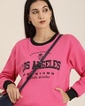 Shop Women's Pink Los Angeles Typography Oversized Sweatshirt-Full