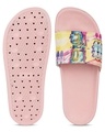 Shop Women's Pink Love Printed Sliders-Full