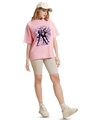 Shop Women's Pink Maniac Duo Graphic Printed Oversized T-shirt