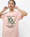 Shop Women's Pink Margarita Panda Typography Boyfriend T-shirt-Front
