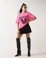 Shop Women's Pink Mickey Zebra Graphic Printed Oversized T-shirt