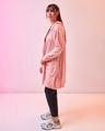 Shop Women's Pink Imagine Typography Super Loose Fit Hooded Flatknit Sweater-Design