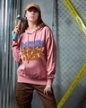Shop Women's Pink Mood Jerry Graphic Printed Oversized Hoodies-Front