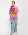 Shop Women's Pink No Worries Graphic Printed Oversized T-shirt