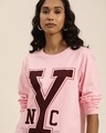 Shop Women's Pink NYC Typography Relaxed Fit T-shirt-Front