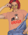Shop Women's Pink Om Ignoram Premium Cotton T-shirt-Front