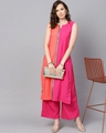 Shop Women's Pink & Orange Solid Straight Crepe Kurta-Front