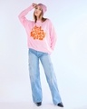 Shop Women's Pink & Orange Still Woozy Typography Super Loose Fit Sweater