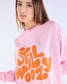 Shop Women's Pink & Orange Still Woozy Typography Super Loose Fit Sweater