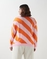 Shop Women's Pink & Orange Striped Oversized Plus Size Sweater-Design