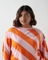 Shop Women's Pink & Orange Striped Oversized Plus Size Sweater