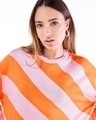 Shop Women's Pink & Orange Striped Oversized Sweater