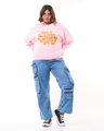 Shop Women's Pink & Orange Typography Super Loose Fit Plus Size Sweater-Full