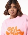 Shop Women's Pink & Orange Typography Super Loose Fit Plus Size Sweater