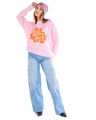 Shop Women's Pink & Orange Still Woozy Typography Super Loose Fit Sweater