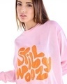 Shop Women's Pink & Orange Still Woozy Typography Super Loose Fit Sweater