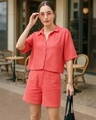 Shop Women's Pink Oversized Co-ordinates-Front