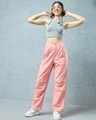 Shop Women's Pink Oversized Parachute Pants-Full