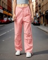 Shop Women's Pink Oversized Parachute Pants-Front