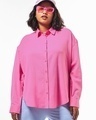 Shop Women's Pink Oversized Plus Size Shirt-Front