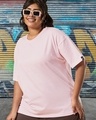 Shop Women's Pink Oversized Plus Size T-shirt-Front