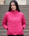 Shop Women's Pink Oversized Puffer Jacket-Front