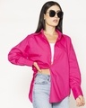 Shop Women's Pink Oversized Shirt-Front
