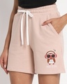 Shop Women's Seashell Pink Owl Graphic Printed Relaxed Fit Shorts