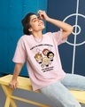 Shop Women's Pink Party Planning Committee Graphic Printed Oversized T-shirt-Front