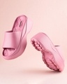 Shop Women's Pink Platform Sliders-Front